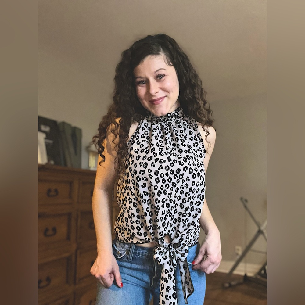 Leopard Turtleneck Tank Top